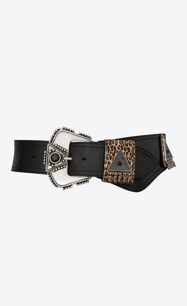 Folk belt with Saint Laurent Berber buckle in smooth leather